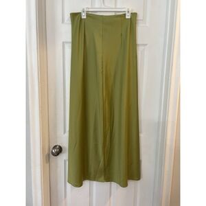 Miss Sparkling Olive Green Satin Maxi Skirt NWT Size L A-Line Flowy